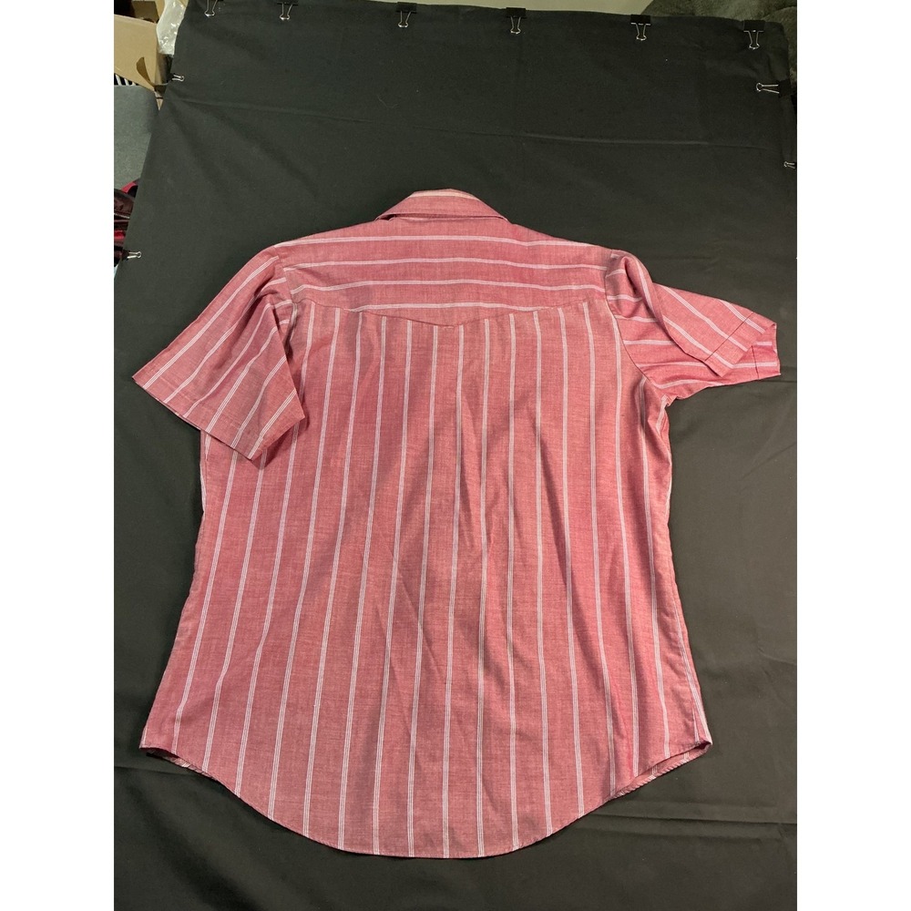 Mens Red Striped Short Sleeve Western Snap Button Up Shirt XL - Picture 6 of 6